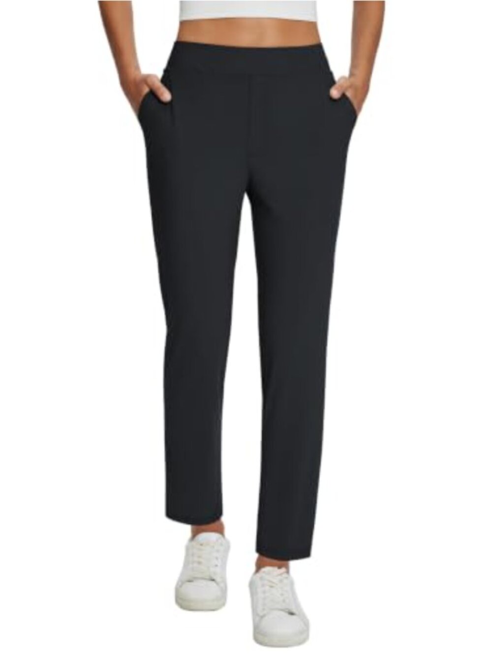 Baleaf Womens Business Casual Stretch Travel Pants Pull On Tummy Control Zip